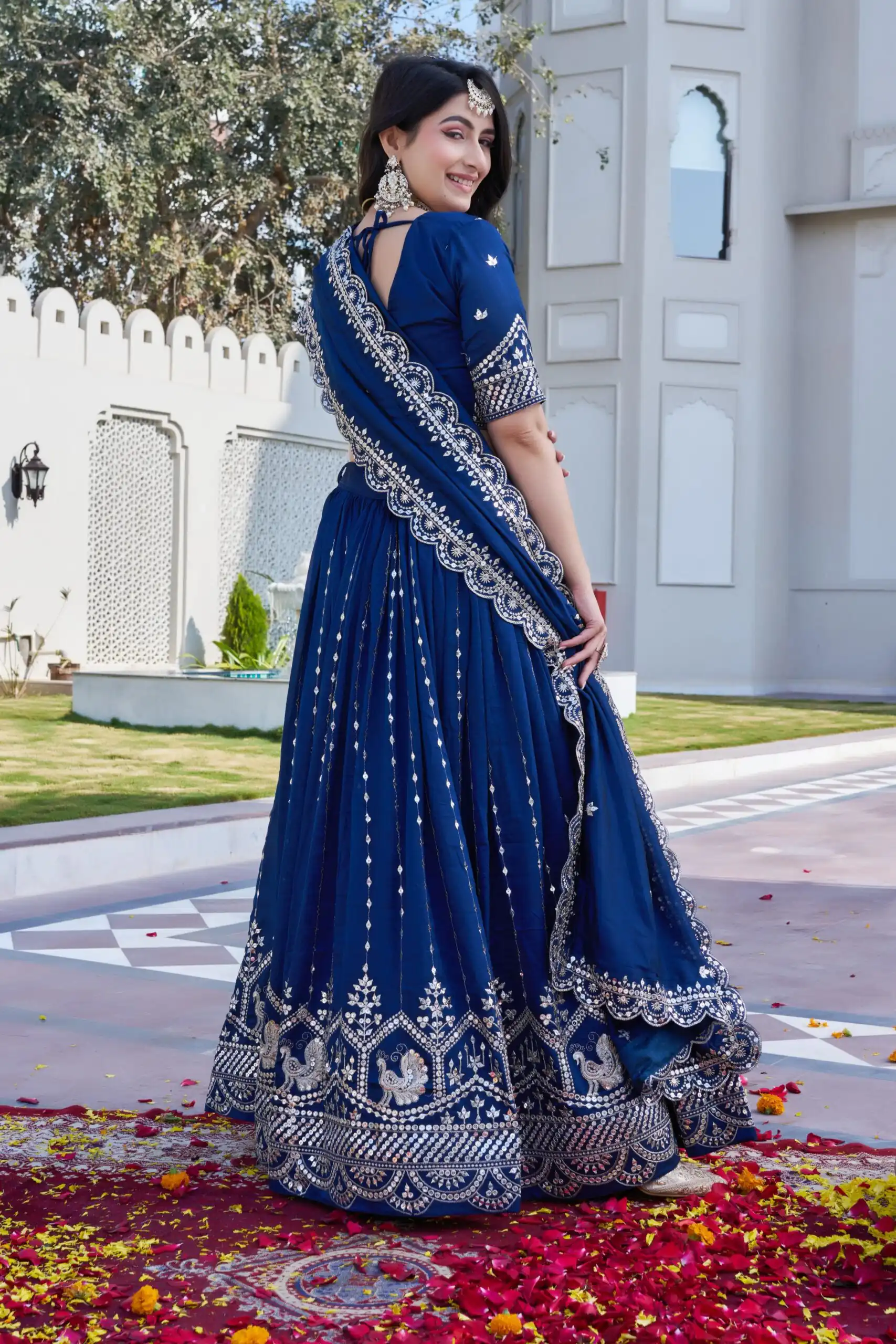 Navy Blue Vichitra Embroidery Work Lehenga Choli | Lehenga, Bollywood Lehenga, Creative Lehenga, Designer Lehenga, Embroidered Lehenga, Party Wear Lehenga