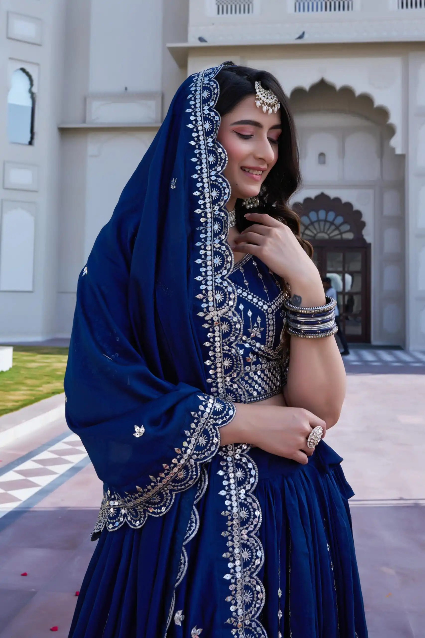 Navy Blue Vichitra Embroidery Work Lehenga Choli | Lehenga, Bollywood Lehenga, Creative Lehenga, Designer Lehenga, Embroidered Lehenga, Party Wear Lehenga