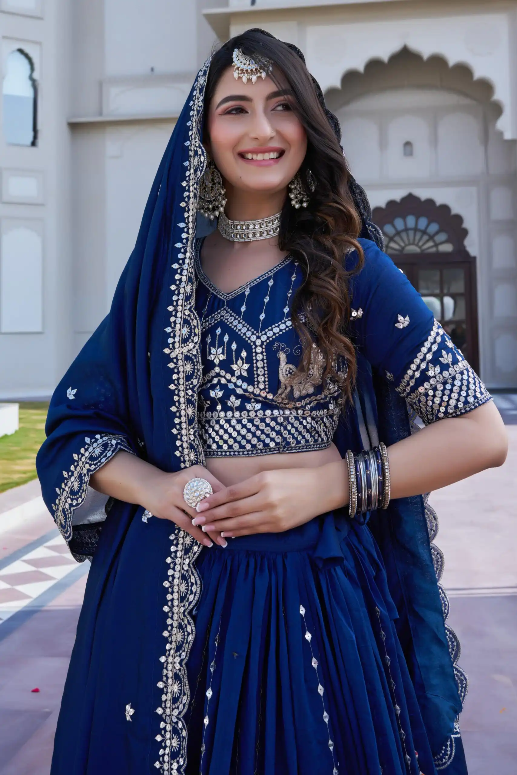 Navy Blue Vichitra Embroidery Work Lehenga Choli | Lehenga, Bollywood Lehenga, Creative Lehenga, Designer Lehenga, Embroidered Lehenga, Party Wear Lehenga