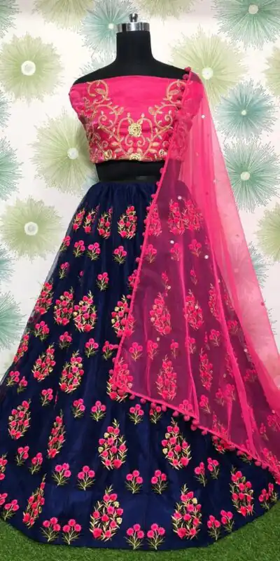 Navy Blue Zari Embroidery Net Lehenga Choli | Lehenga, Bollywood Lehenga, Creative Lehenga, Designer Lehenga, Embroidered Lehenga, Party Wear Lehenga