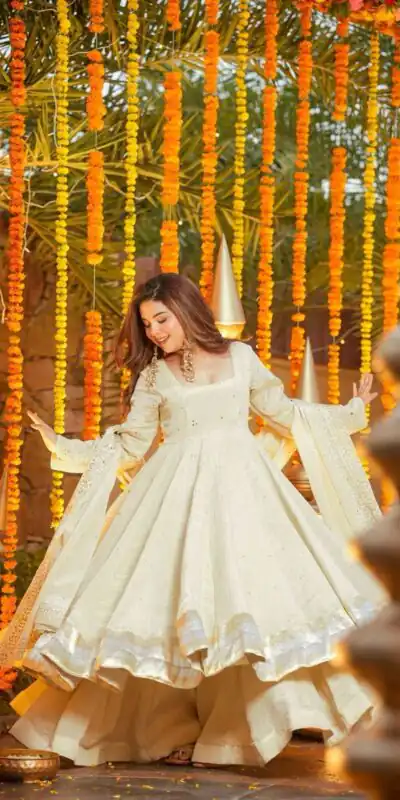 Off White Chinon Silk Lagadi Patta Gown | Gowns, Bollywood Gowns, Creative Gowns, Designer Gowns, Embroidered Gowns, Party Wear Gowns