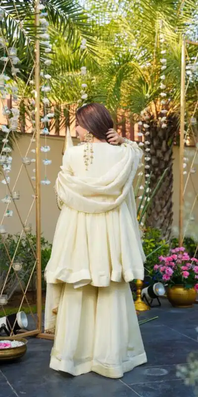 Off White Cosmos Mirror Lace Work Salwar Suit | Jump Suits, Tops & Bottoms, Track Suits, Salwar suit, Casual Suits, Creative suits, Designer Suits, Palazzo Suits, Party Wear Suits, Patiala Suits, Straight Suits, Trendy Wear
