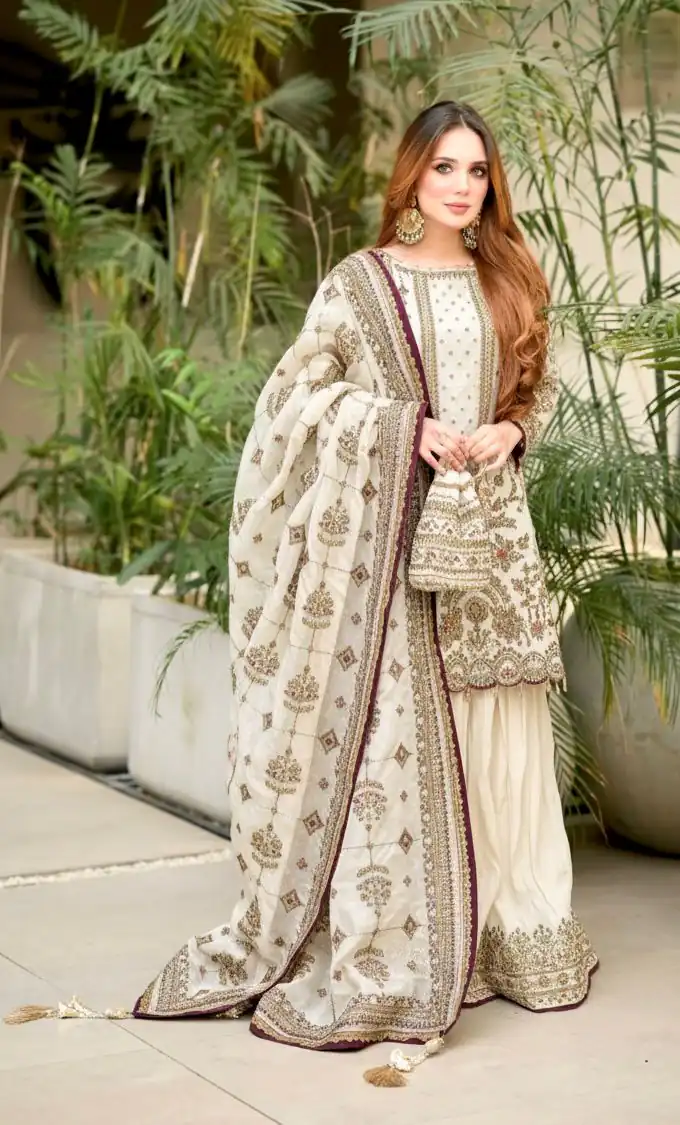 Off White Crush Georgette Sequence Work Salwar Suit | Jump Suits, Salwar suit, Casual Suits, Creative suits, Designer Suits, Palazzo Suits, Party Wear Suits, Patiala Suits, Straight Suits
