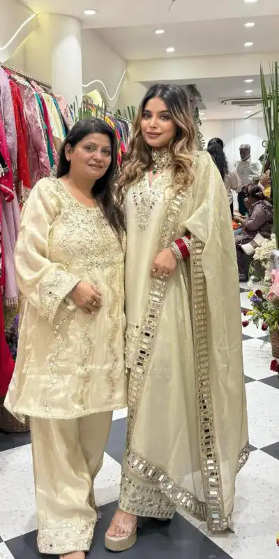 Off White Georgette Embroidery Mirror Work Salwar Suit | Jump Suits, Salwar suit, Casual Suits, Creative suits, Designer Suits, Palazzo Suits, Party Wear Suits, Patiala Suits, Straight Suits