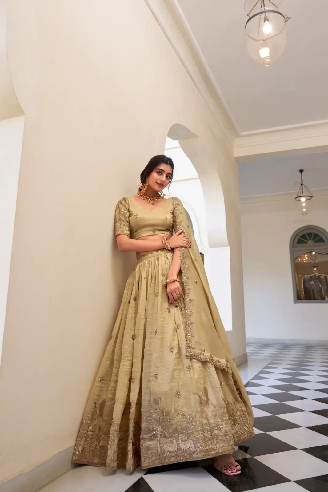 Off White Gold Crush Sequins Embroidery Work Lehenga Choli | Lehenga, Bollywood Lehenga, Creative Lehenga, Designer Lehenga, Embroidered Lehenga, Party Wear Lehenga
