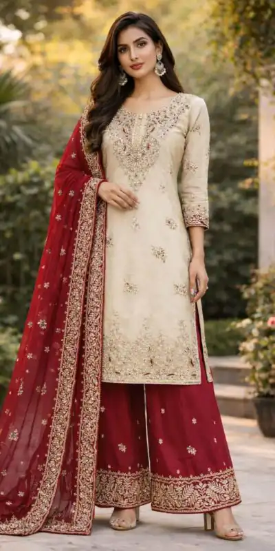 Off White Organza Silk Moti Work Salwar Suit | Jump Suits, Salwar suit, Casual Suits, Creative suits, Designer Suits, Palazzo Suits, Party Wear Suits, Patiala Suits, Straight Suits