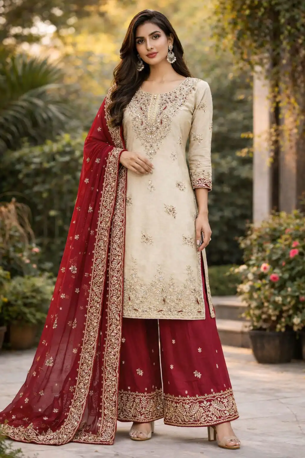 Off White Organza Silk Moti Work Salwar Suit | Jump Suits, Salwar suit, Casual Suits, Creative suits, Designer Suits, Palazzo Suits, Party Wear Suits, Patiala Suits, Straight Suits