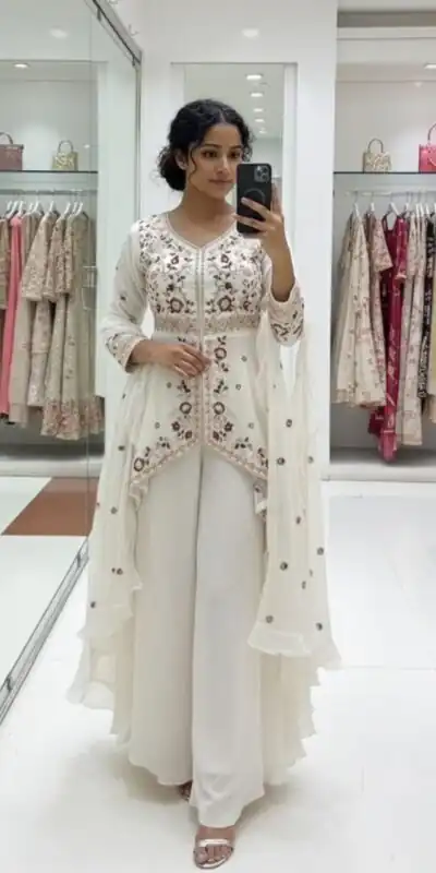 Off White Rangoli Silk Embroidery Work Salwar Suit | Jump Suits, Salwar suit, Casual Suits, Creative suits, Designer Suits, Palazzo Suits, Party Wear Suits, Patiala Suits, Straight Suits