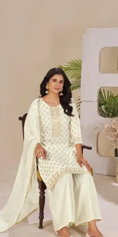 Off White Rayon Lace Embroidery Work Salwar Suit | Jump Suits, Salwar suit, Casual Suits, Creative suits, Designer Suits, Palazzo Suits, Party Wear Suits, Patiala Suits, Straight Suits