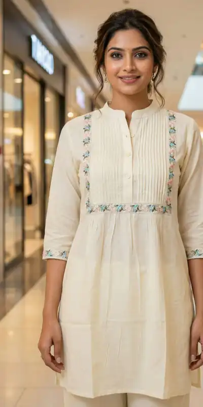 Off White Rayon Multi Embroidery Work Kurti | Kurti, Bollywood Kurti, Creative Kurtis, Designer Kurti, Party Wear Kurti, Selfie Kurti