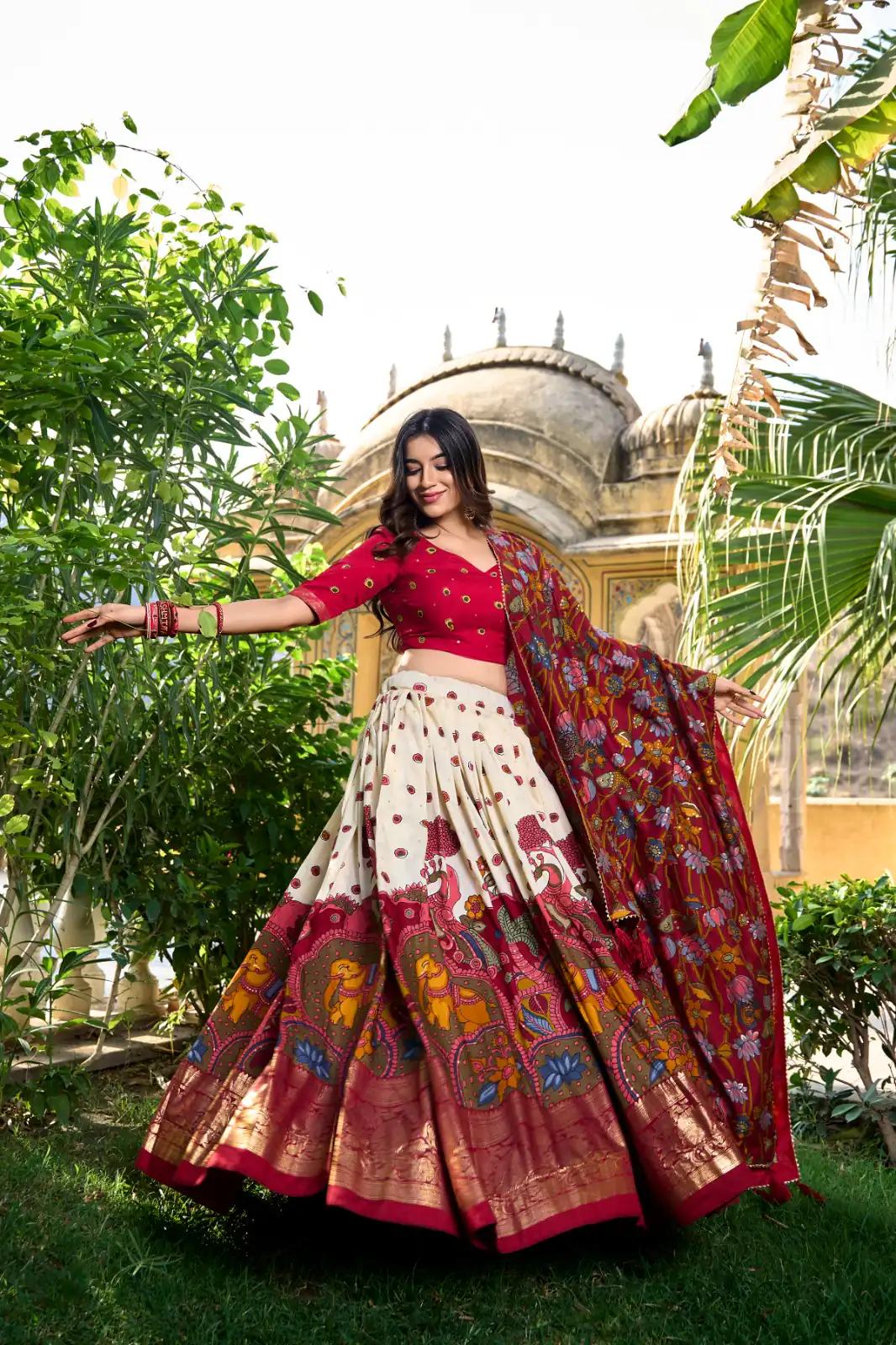 Off White Tasar Silk With Gotta Patti Lehenga Choli | Lehenga, Bollywood Lehenga, Creative Lehenga, Designer Lehenga, Embroidered Lehenga, Party Wear Lehenga