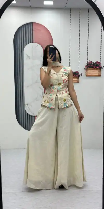 Off White Tissue Simmer Embroidery Work Salwar Suit | Jump Suits, Salwar suit, Casual Suits, Creative suits, Designer Suits, Palazzo Suits, Party Wear Suits, Patiala Suits, Straight Suits