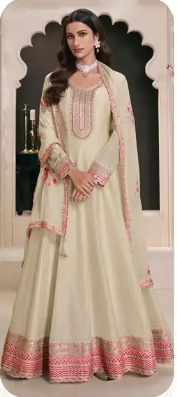 Off White Vichitra Embroidery Zari Work Salwar Suit | Jump Suits, Salwar suit, Casual Suits, Creative suits, Designer Suits, Palazzo Suits, Party Wear Suits, Patiala Suits, Straight Suits