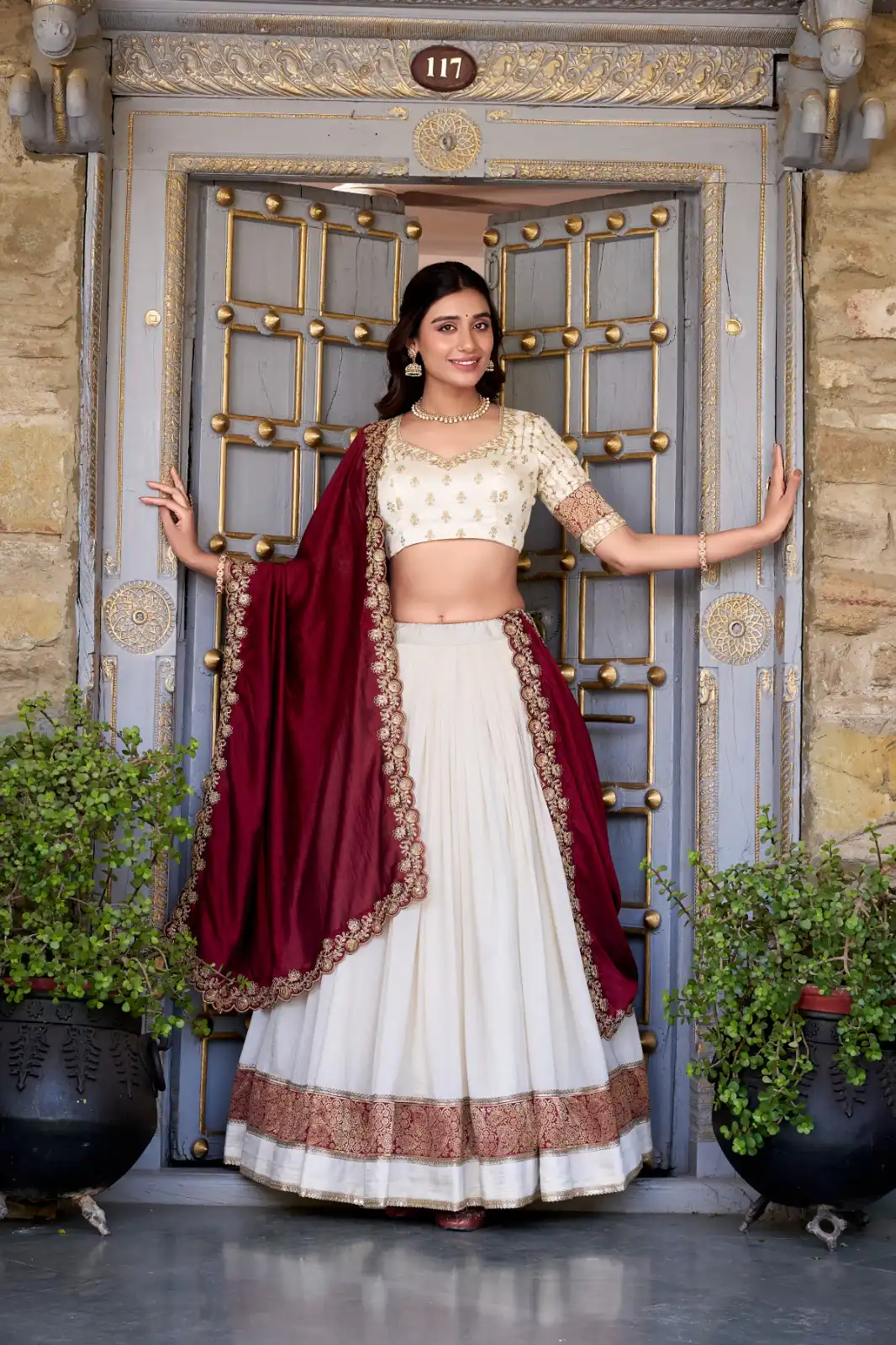 Off White Vichitra Silk Embroidery Zari Work Lehenga Choli | Lehenga, Bollywood Lehenga, Creative Lehenga, Designer Lehenga, Embroidered Lehenga, Party Wear Lehenga