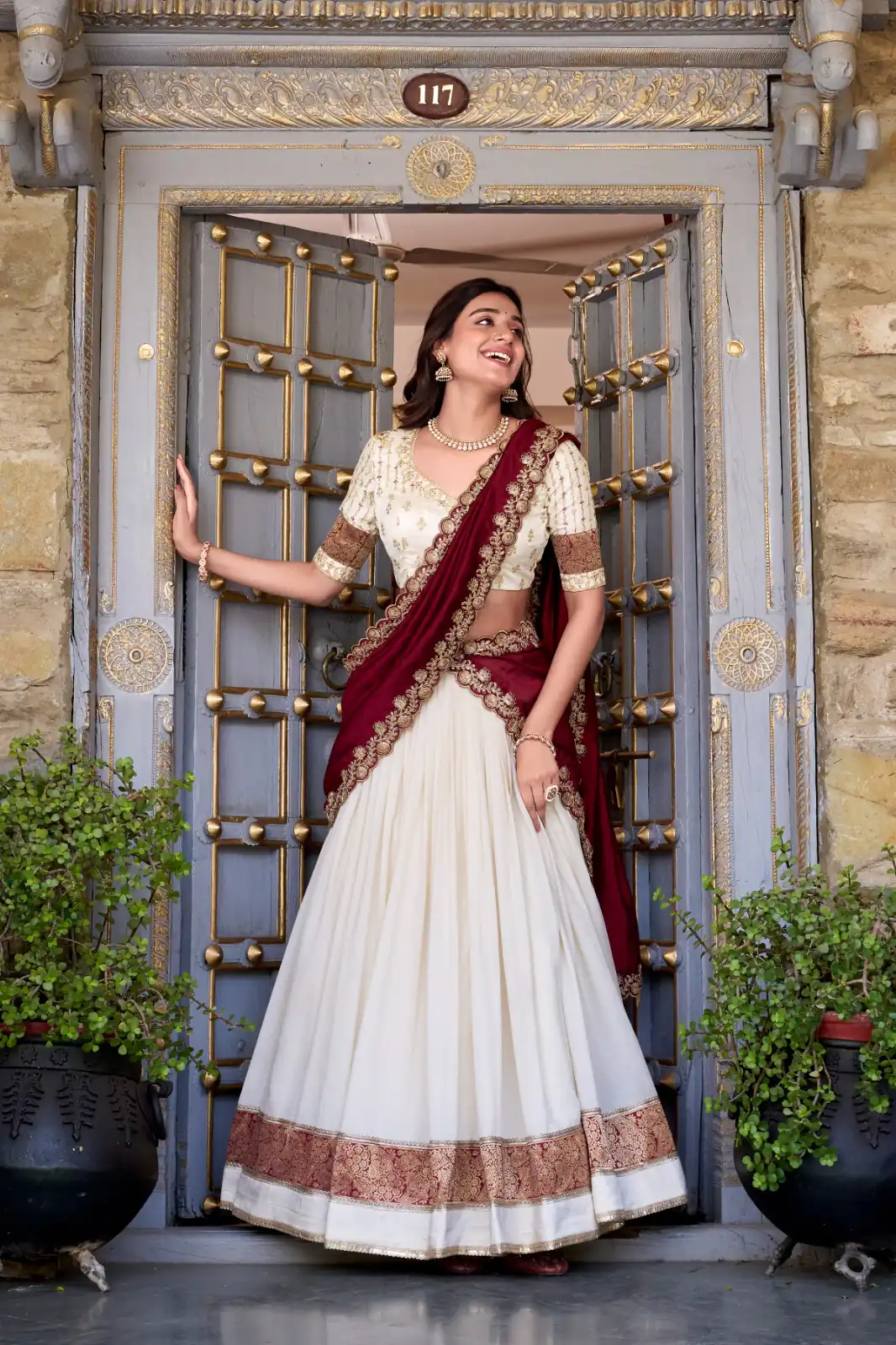 Off White Vichitra Silk Embroidery Zari Work Lehenga Choli | Lehenga, Bollywood Lehenga, Creative Lehenga, Designer Lehenga, Embroidered Lehenga, Party Wear Lehenga