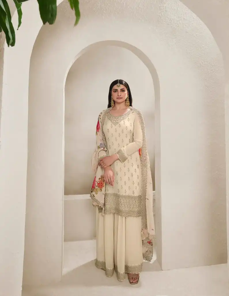 Off White Viscose Chinon Embroidery Work Salwar Suit | Jump Suits, Salwar suit, Casual Suits, Creative suits, Designer Suits, Palazzo Suits, Party Wear Suits, Patiala Suits, Straight Suits