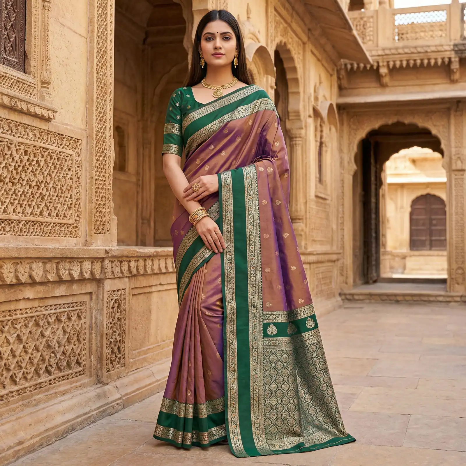 Onion Banarasi Gold Zari Work Saree | Sarees, Bollywood Sarees, Creative Sarees, Designer Sarees, Embroidered Sarees, Ethnic Saree, Modern Digital sarees, Party Wear Sarees