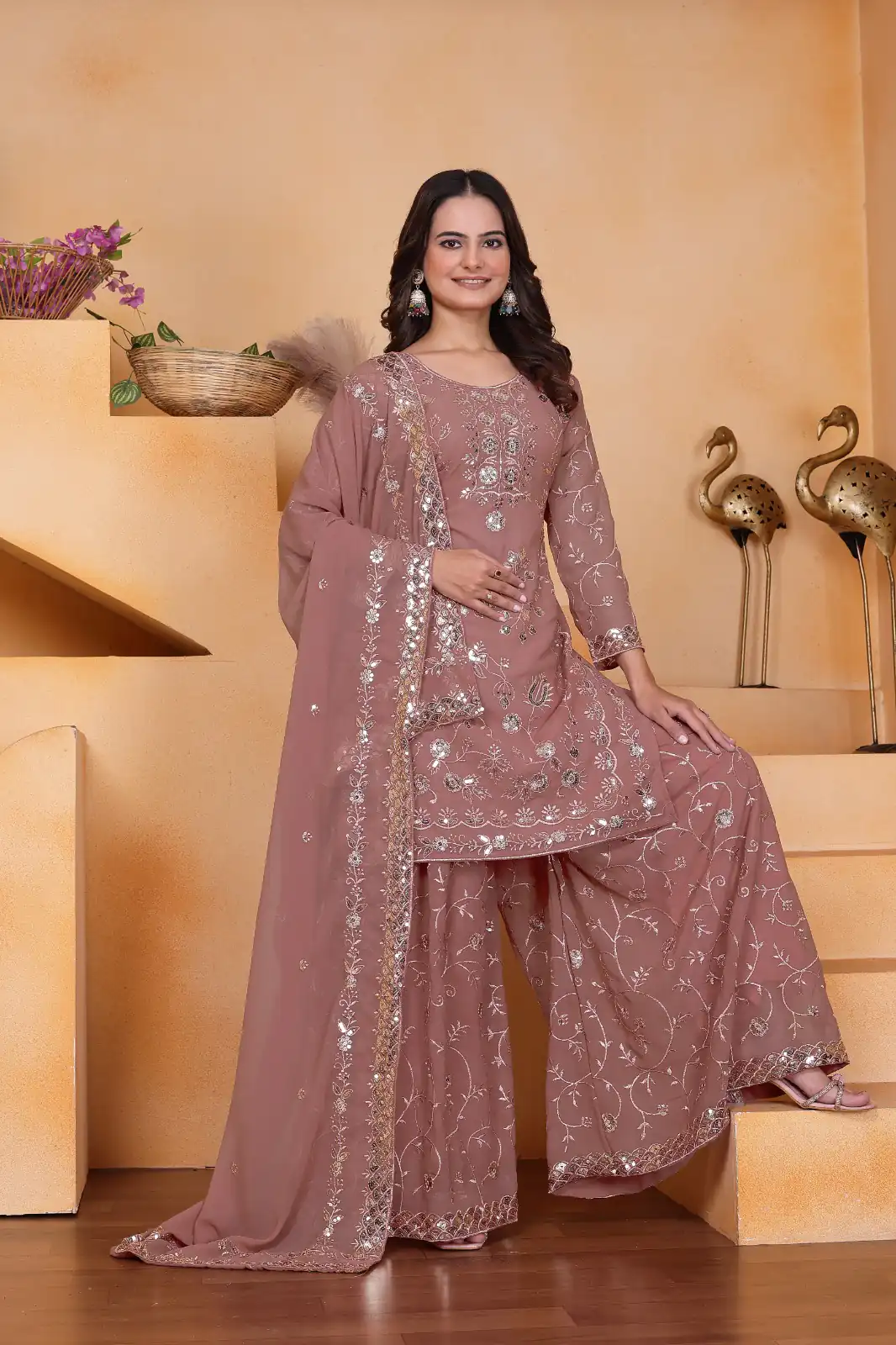 Onion Fox Georgette Embroidery Work Salwar Suit | Jump Suits, Salwar suit, Casual Suits, Creative suits, Designer Suits, Palazzo Suits, Party Wear Suits, Patiala Suits, Straight Suits