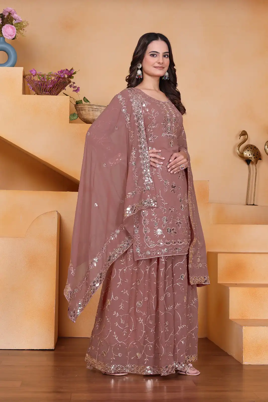 Onion Fox Georgette Embroidery Work Salwar Suit | Jump Suits, Salwar suit, Casual Suits, Creative suits, Designer Suits, Palazzo Suits, Party Wear Suits, Patiala Suits, Straight Suits