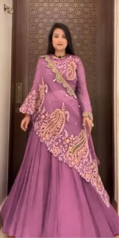 Onion Georgette Embroidery Work Lehenga Choli | Lehenga, Bollywood Lehenga, Creative Lehenga, Designer Lehenga, Embroidered Lehenga, Party Wear Lehenga