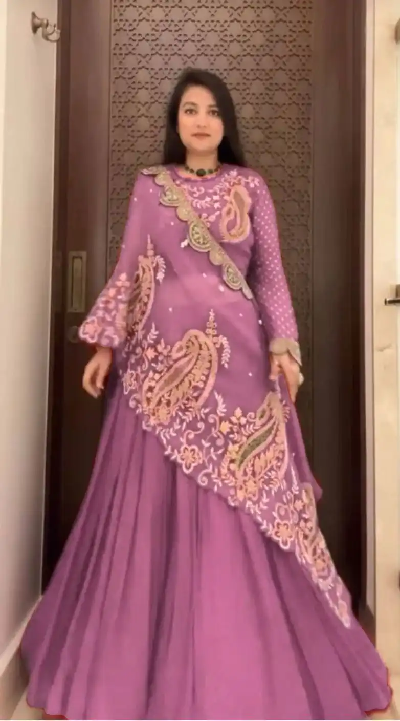 Onion Georgette Embroidery Work Lehenga Choli | Lehenga, Bollywood Lehenga, Creative Lehenga, Designer Lehenga, Embroidered Lehenga, Party Wear Lehenga
