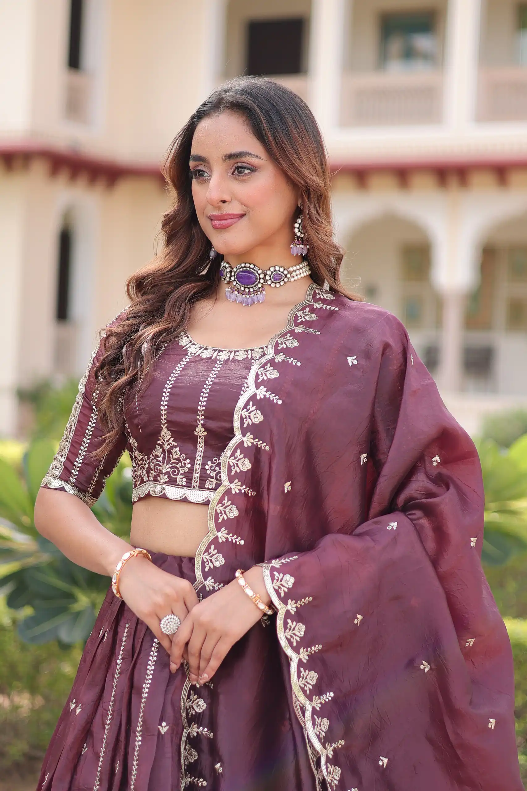 Onion Gold Crush Embroidery Zari Work Lehenga Choli | Lehenga, Bollywood Lehenga, Creative Lehenga, Designer Lehenga, Embroidered Lehenga, Party Wear Lehenga