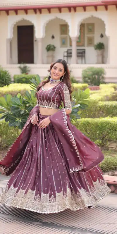 Onion Gold Crush Embroidery Zari Work Lehenga Choli | Lehenga, Bollywood Lehenga, Creative Lehenga, Designer Lehenga, Embroidered Lehenga, Party Wear Lehenga