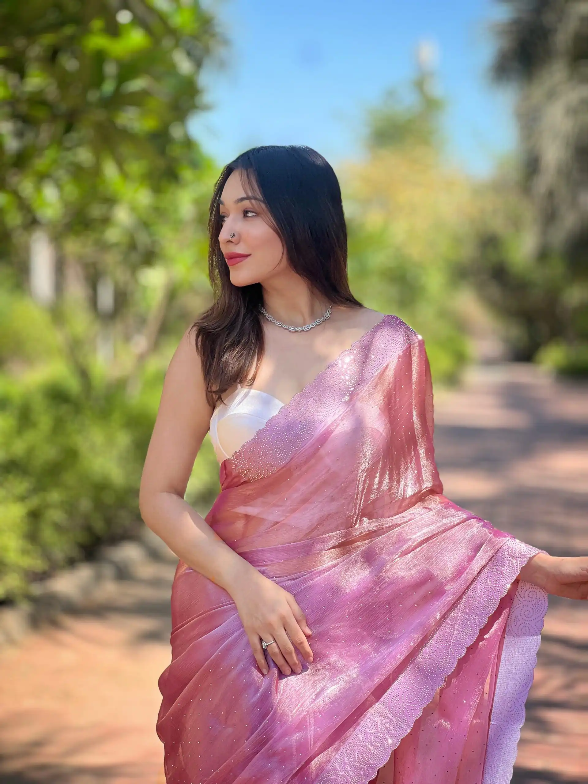 Onion Silk Diamond Sequins Saree | Sarees, Bollywood Sarees, Creative Sarees, Designer Sarees, Embroidered Sarees, Ethnic Saree, Modern Digital sarees, Party Wear Sarees