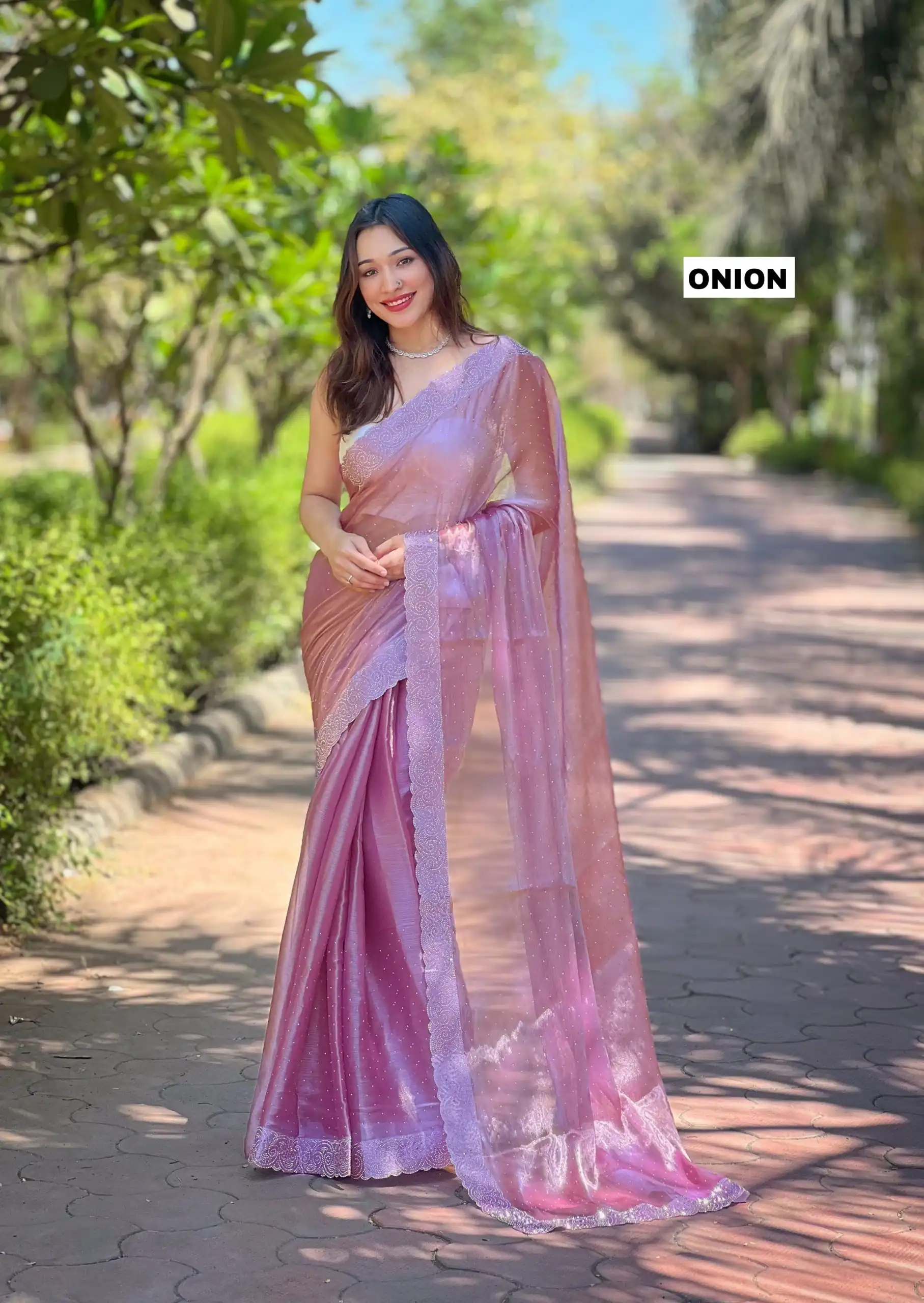 Onion Silk Diamond Sequins Saree | Sarees, Bollywood Sarees, Creative Sarees, Designer Sarees, Embroidered Sarees, Ethnic Saree, Modern Digital sarees, Party Wear Sarees