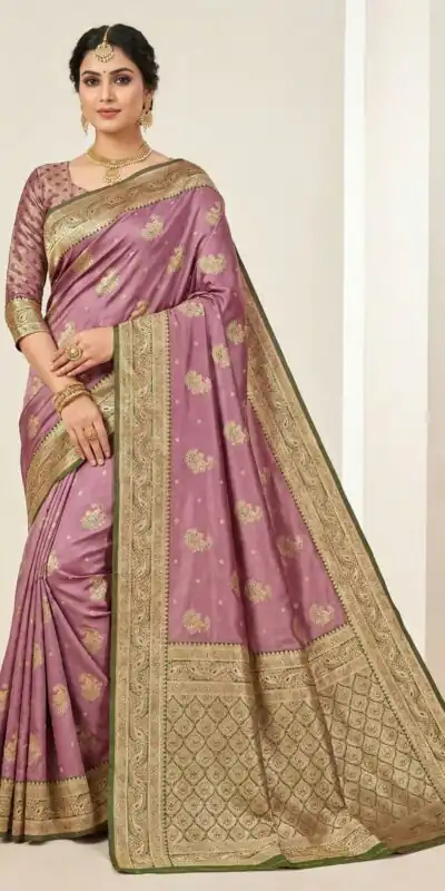 Onion Smooth Satin Gold Butta Zari Work Saree | Sarees, Bollywood Sarees, Creative Sarees, Designer Sarees, Embroidered Sarees, Ethnic Saree, Modern Digital sarees, Party Wear Sarees