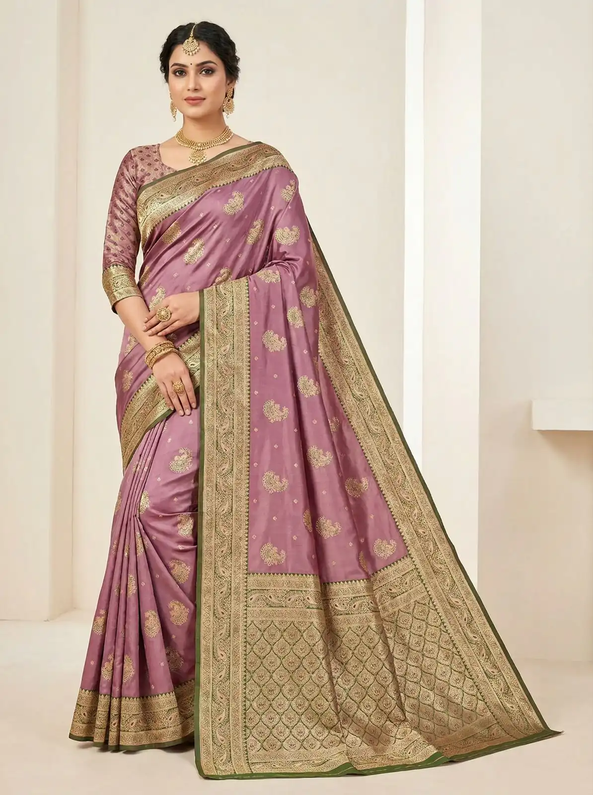 Onion Smooth Satin Gold Butta Zari Work Saree | Sarees, Bollywood Sarees, Creative Sarees, Designer Sarees, Embroidered Sarees, Ethnic Saree, Modern Digital sarees, Party Wear Sarees