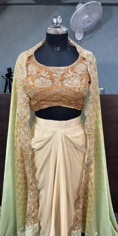 Orange Chinon Silk Embroidery Sequins Work Dhoti Suit | Jump Suits, Salwar suit, Casual Suits, Creative suits, Designer Suits, Palazzo Suits, Party Wear Suits, Patiala Suits, Straight Suits