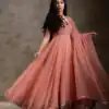 Orange Embroider Sequins Work Gown | Gowns, Bollywood Gowns, Creative Gowns, Designer Gowns, Embroidered Gowns, Party Wear Gowns, Straight Suits