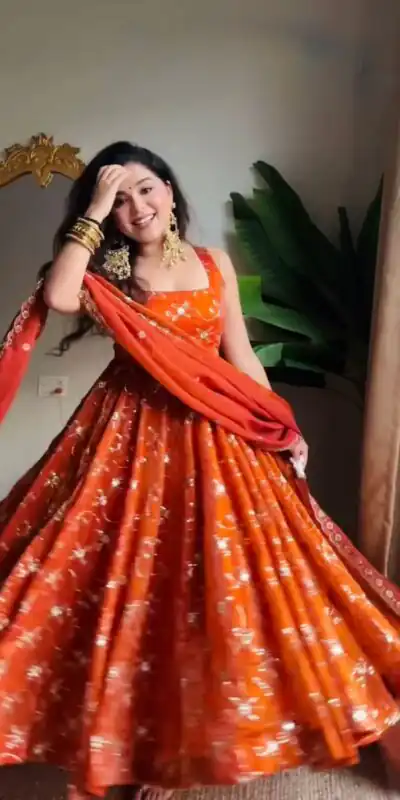 Orange Fandy Silk Sequence Work Salwar Suit | Jump Suits, Salwar suit, Casual Suits, Creative suits, Designer Suits, Palazzo Suits, Party Wear Suits, Patiala Suits, Straight Suits
