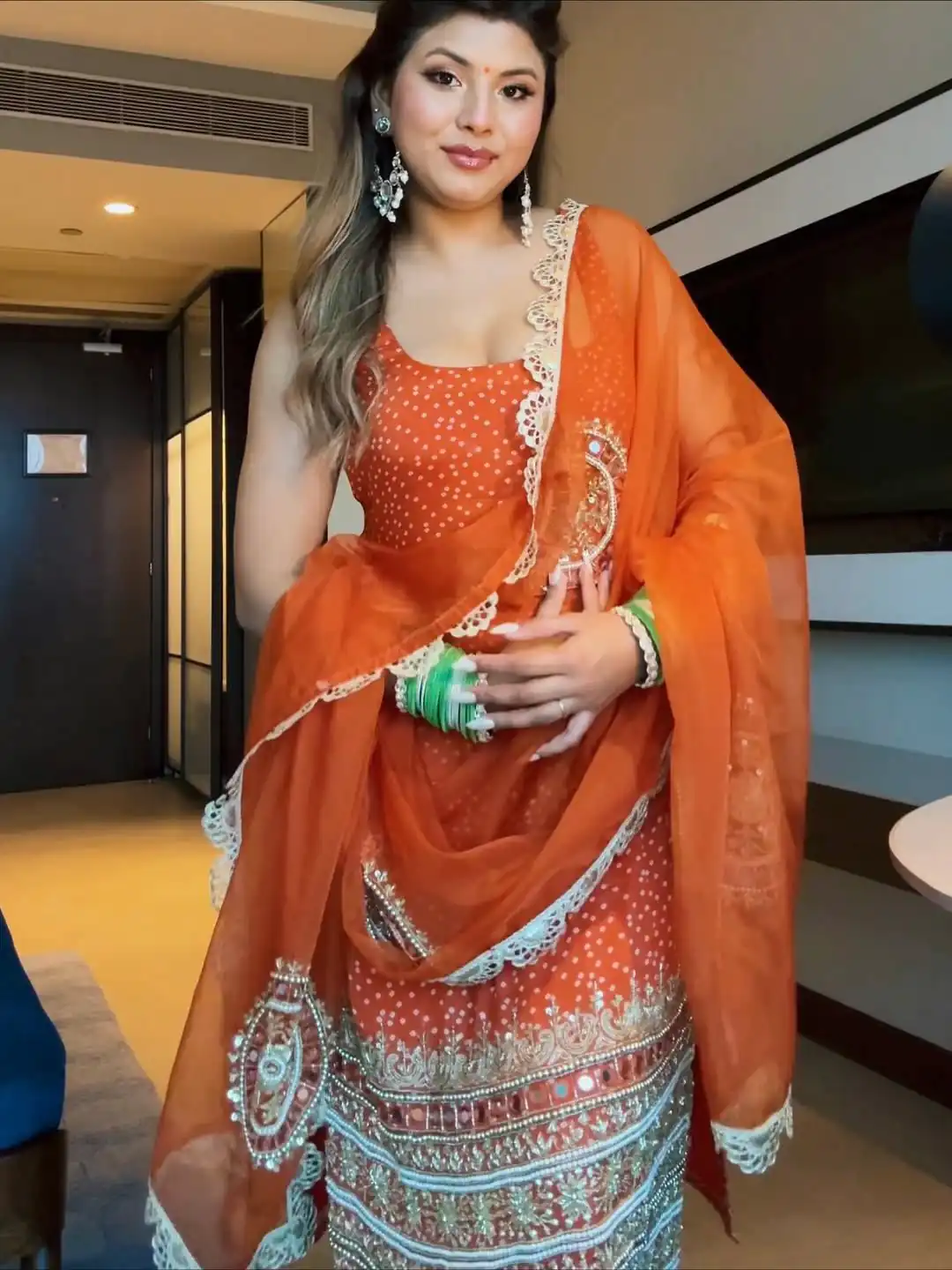 Orange Faux Georgette Mirror Embroidery Work Salwar Suit | Jump Suits, Salwar suit, Casual Suits, Creative suits, Designer Suits, Palazzo Suits, Party Wear Suits, Patiala Suits, Straight Suits