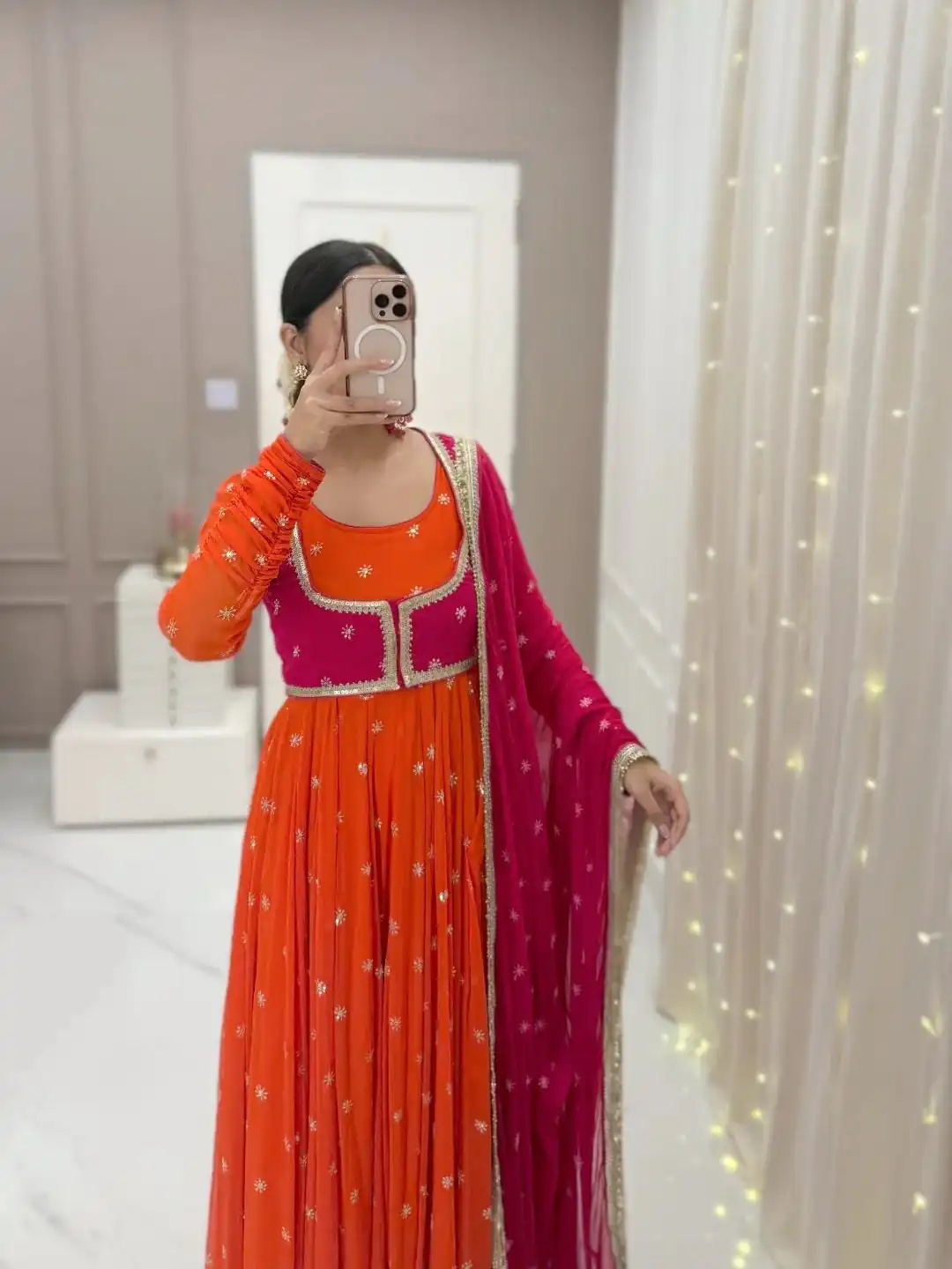 Orange Faux Georgette Sequence Lace Work Salwar Suit | Jump Suits, Salwar suit, Casual Suits, Creative suits, Designer Suits, Palazzo Suits, Party Wear Suits, Patiala Suits, Straight Suits