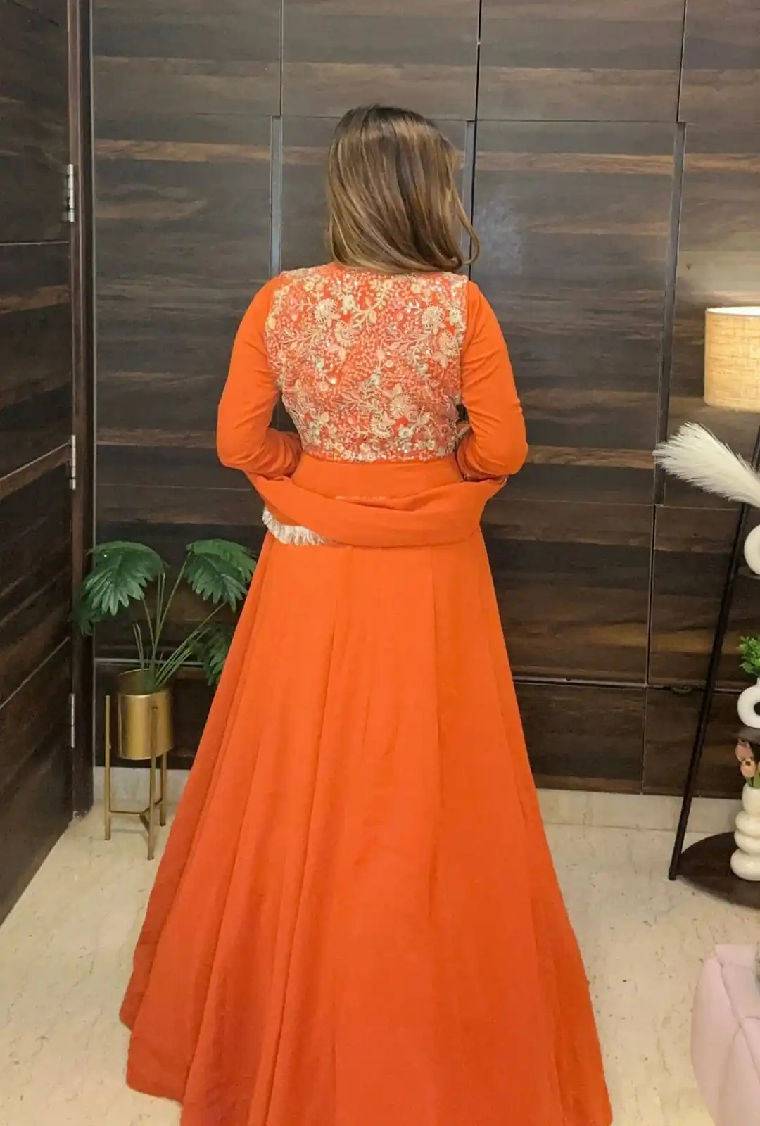 Orange Faux Georgette With Embroidery Work Salwar Suit | Jump Suits, Salwar suit, Casual Suits, Creative suits, Designer Suits, Palazzo Suits, Party Wear Suits, Patiala Suits, Straight Suits
