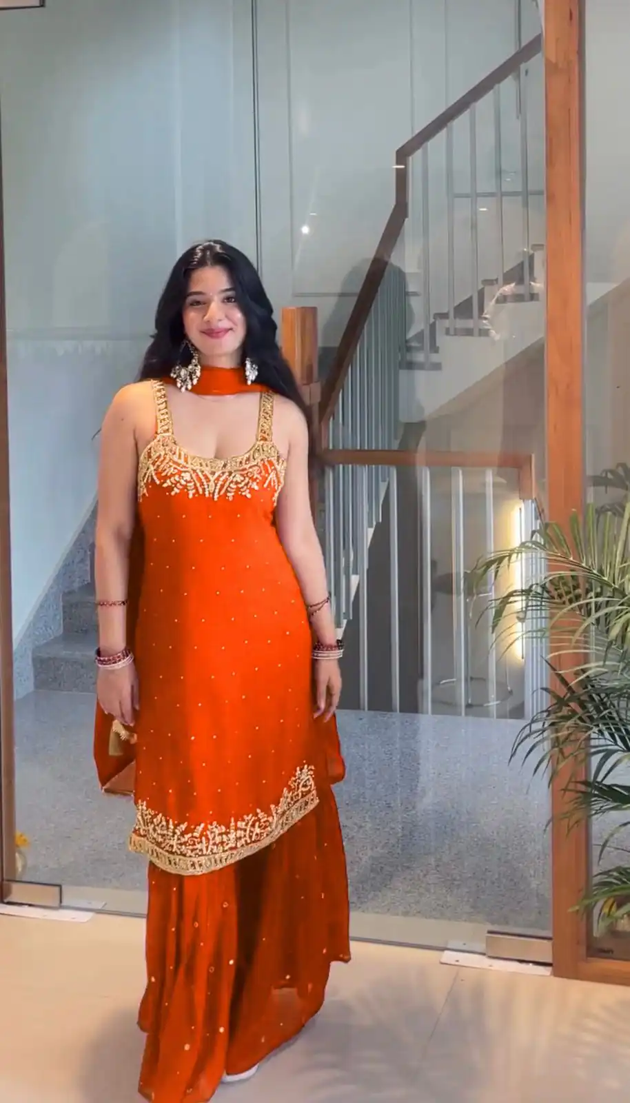 Orange Faux Georgette With Lace Work Salwar Suit | Jump Suits, Tops & Bottoms, Track Suits, Salwar suit, Casual Suits, Creative suits, Designer Suits, Palazzo Suits, Party Wear Suits, Patiala Suits, Straight Suits, Trendy Wear