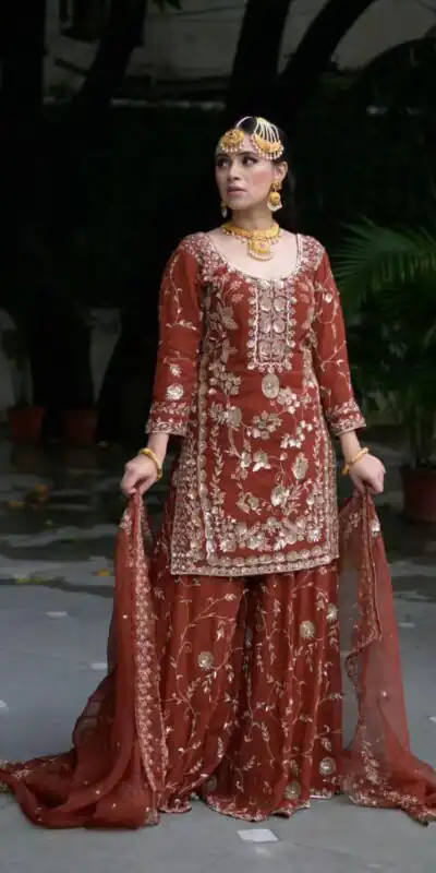 Orange Fox Georgette Embroidery Work Salwar Suit | Jump Suits, Salwar suit, Casual Suits, Creative suits, Designer Suits, Palazzo Suits, Party Wear Suits, Patiala Suits, Straight Suits