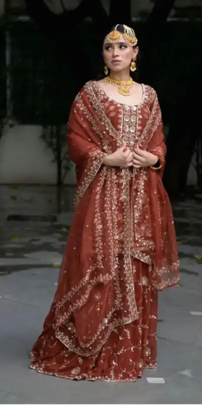 Orange Fox Georgette Embroidery Work Salwar Suit | Jump Suits, Salwar suit, Casual Suits, Creative suits, Designer Suits, Palazzo Suits, Party Wear Suits, Patiala Suits, Straight Suits
