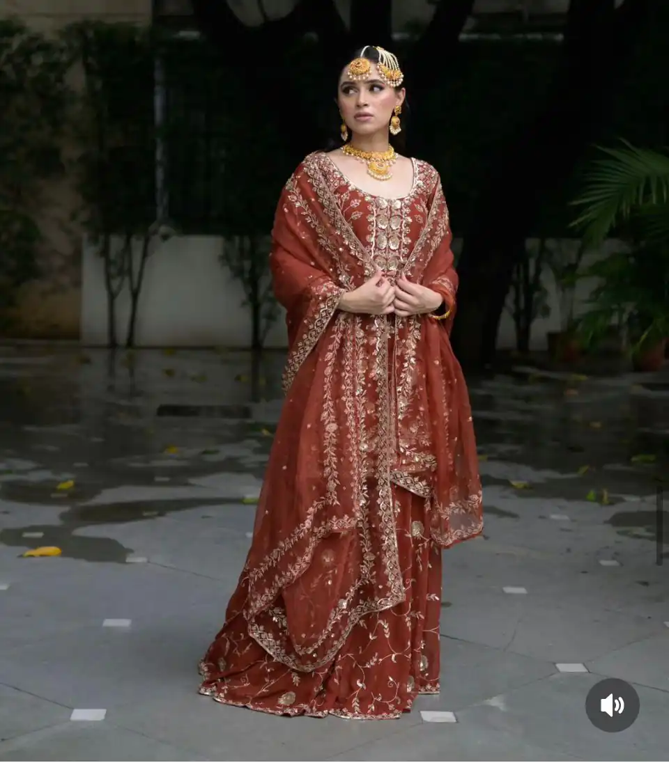 Orange Fox Georgette Embroidery Work Salwar Suit | Jump Suits, Salwar suit, Casual Suits, Creative suits, Designer Suits, Palazzo Suits, Party Wear Suits, Patiala Suits, Straight Suits