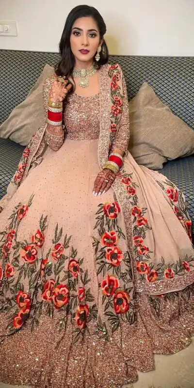 Orange Full Sequins Diamond Work Gown | Gowns, Bollywood Gowns, Creative Gowns, Designer Gowns, Embroidered Gowns, Party Wear Gowns, Party Wear Suits
