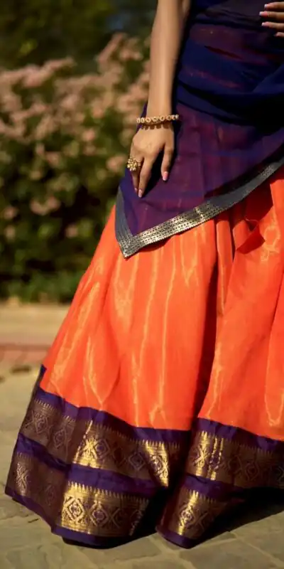 Orange Kanchipuram Zari Weaving Lehenga Choli | Lehenga, Bollywood Lehenga, Creative Lehenga, Designer Lehenga, Embroidered Lehenga, Party Wear Lehenga
