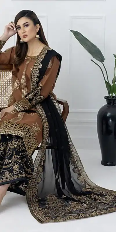 Orange Nylon Twil Net Embroidery Work Salwar Suit | Jump Suits, Salwar suit, Casual Suits, Creative suits, Designer Suits, Palazzo Suits, Party Wear Suits, Patiala Suits, Straight Suits