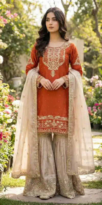 Orange Organza Silk Embroidery Lace Work Salwar Suit | Jump Suits, Salwar suit, Casual Suits, Creative suits, Designer Suits, Palazzo Suits, Party Wear Suits, Patiala Suits, Straight Suits