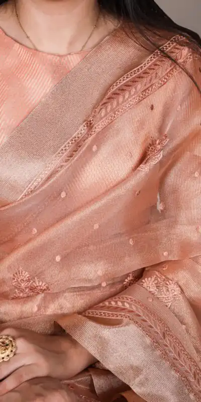 Orange Poly Shimmer Embroidery Work Saree | Sarees, Bollywood Sarees, Creative Sarees, Designer Sarees, Embroidered Sarees, Ethnic Saree, Modern Digital sarees, Party Wear Sarees