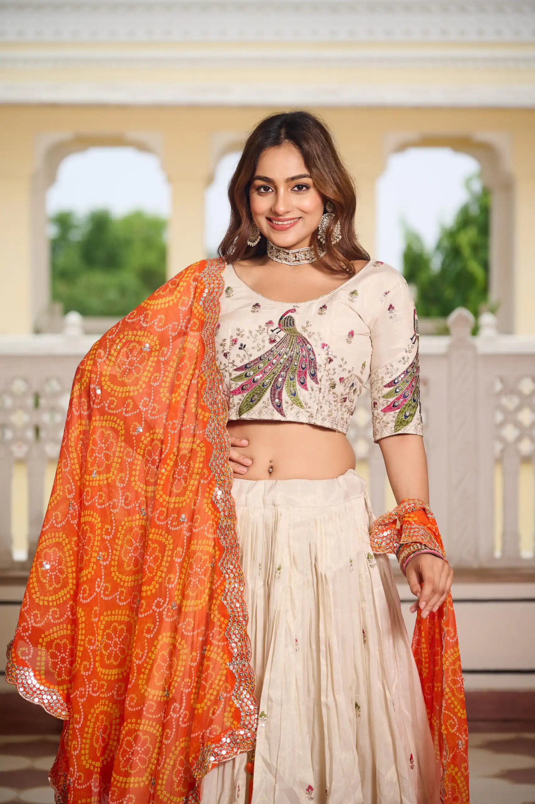 Orange Pure Tissue Silk Embroidery Work Lehenga Choli | Lehenga, Bollywood Lehenga, Creative Lehenga, Designer Lehenga, Embroidered Lehenga, Party Wear Lehenga