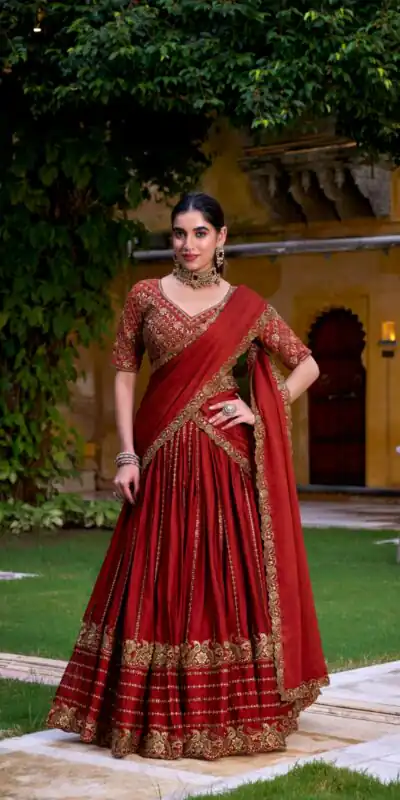 Orange Rangoli Crush With Embroider Lehenga Choli | Lehenga, Bollywood Lehenga, Creative Lehenga, Designer Lehenga, Embroidered Lehenga, Party Wear Lehenga