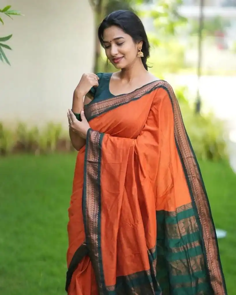 Orange Soft Silk Cloth Jacquard All Over Saree | Sarees, Bollywood Sarees, Creative Sarees, Designer Sarees, Embroidered Sarees, Ethnic Saree, Modern Digital sarees, Party Wear Sarees