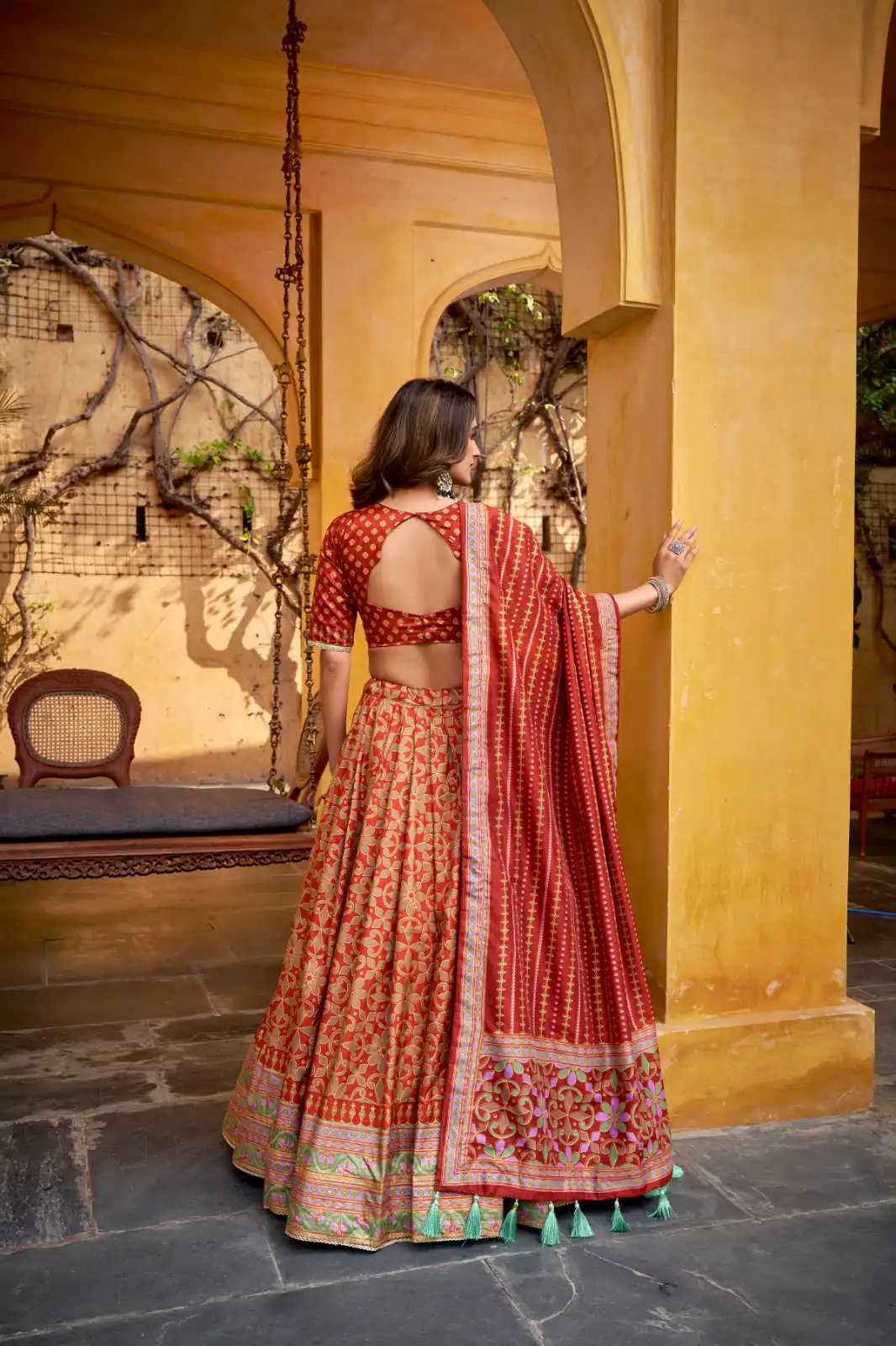 Orange Tasar Silk Gotta Patti Lace Work Lehenga Choli | Lehenga, Bollywood Lehenga, Creative Lehenga, Designer Lehenga, Embroidered Lehenga, Party Wear Lehenga